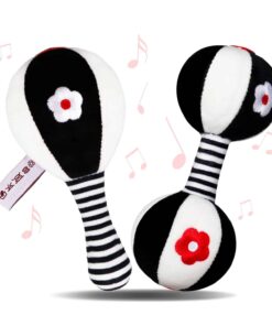 BUBABOX Baby Dumbbell Toy Rattle Set Black and White Soft Rattles for Baby Newborn Baby Toys 0 3 6 9 12 Months Boys Girls Gifts