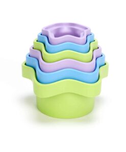 Green Toys Stacking Cups Purple_Blue_Green, Bath Toy, Baby_Toddler, Made from 100% Recycled Plastic