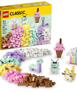 LEGO Classic Creative Pastel Fun Bricks Box 11028, Building Toys for Kids, Girls, Boys ages 5 Plus with Models; Ice Cream, Dinosaur, Cat & More, Creative Learning Gift