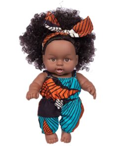 Sehao Cute Curly Black African Black Baby Doll Mini Doll Baby Toys