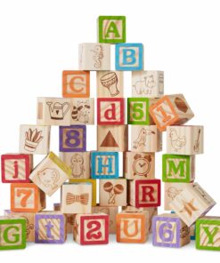 Best Choice Products 40-Piece Kids Wooden ABC Block Set, Building Education Alphabet Letters STEM Toy w_ Case